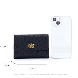 Porte-cartes AndoBag pour femmes, en cuir de vache véritable, petit portefeuille court pour femme, mode simple, porte-monnaie entièrement en cuir 2060 - Product Image 4