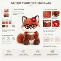 Peluche personnalisée OEM Renard Kawaii Bibliothèqueux Tenant un Livre d'Histoires, Peluche Renard avec Lunettes Rondes, Jouet en Peluche, Faible Quantité de Production