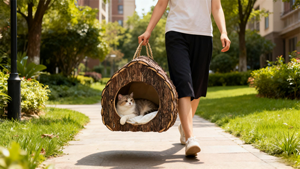 เตียงนอนแมวแบบพกพาสะดวกสบายเตียงแมวสัตว์เลี้ยงบ้านแมวเตียงสบายสำหรับเพื่อนขนยาวหวายสิ่งประดิษฐ์สำหรับแมวบ้าน - Product Image 5