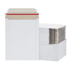 Custom White 6 X 8 7 X 9 Self Seal Stay Flat Kraft Cardboard Rigid Mailer Photo Documents Letters Shipping Packaging Mailers