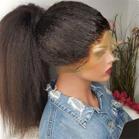 Perruques Yaki Lisses en Cheveux Humains Naturels Cambodgiens, Indiens, Vietnamiens, Vierge, Cuticules Alignées, Perruque Lace Front, Vente en Gros, Fournisseur OEM