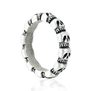패션 불규칙한 빈티지 스테인레스 스틸 남성 반지 산화 실버 복고풍 스타일 해골 반지 사용자 정의 유기 질감 - Product Image 1