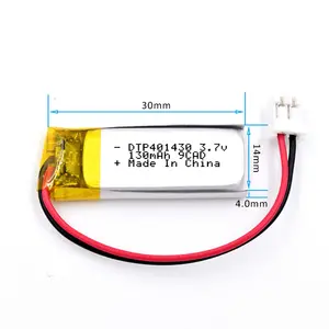 Small lithium-polymer akku DTP401430 3.7V 130mAh lithium-polymer volt batterie mit CE/IEC/KC