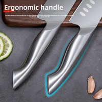 Couteau de cuisine en acier inoxydable ultra-affûté, poli à la main, ambidextre, finition haute brillance, compatible lave-vaisselle, couteau de chef multi-usages