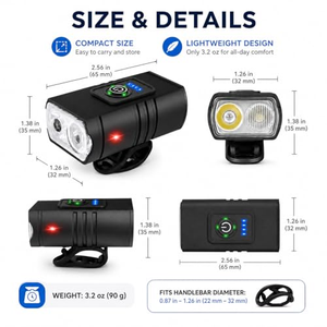 ไฟจักรยาน LED ไฟหน้าจักรยานแบบชาร์จ USB ไฟหน้าจักรยาน 10W 800LM 6 โหมดไฟฉายอุปกรณ์ปั่นจักรยาน - Product Image 2