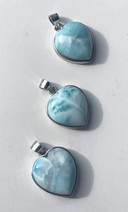 Larimar Naturel Rare Gemme Coeur Forme Rectangle Pendentif et Boucles d'Oreilles sur Argent Sterling 925 - Product Image 5