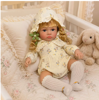 Poupée Reborn de 24 pouces avec tête en vinyle, membres en tissu, corps en tissu, tenue vintage à fleurs, poupée compagnon pour jeux d'habillage pour enfants