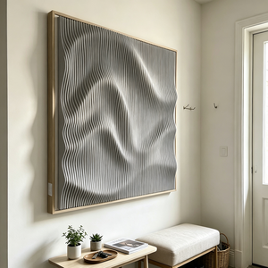 <span class=keywords><strong>Arte</strong></span> Murale Parametrica in Legno di Alta Gamma, Decorazioni 3D in Rilievo, Dipinti Decorativi Incisi al Laser, Decorazione Murale in Legno a Doghe per Hotel - Product Image 4