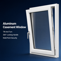 Fenêtre à battant moderne en aluminium avec ouverture à 360 degrés, verrou de sécurité, insonorisée, double vitrage en verre trempé