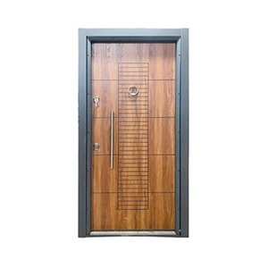 Porte de sécurité en acier avec panneau en bois et cadre en acier, anti-effraction, pour entrée extérieure de villa - Product Image 2