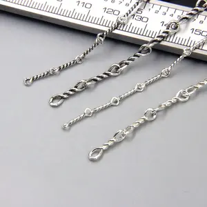 Personalized Chain 925 Sterling Silver Twist Rope Chain For Bracelet/Necklace Making Accessories Wholesale