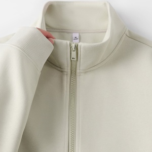 Heavyweight 380gsm Solid Color Zipper Jacket for Men Unisex Stand-<b>Up</b> Collar Hoodie - Product Image 4