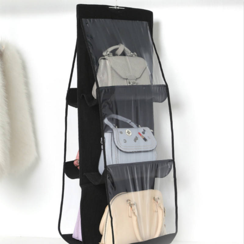Pocket Hanging Handbag Organizer for Wardrobe Closet Transparent