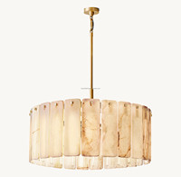 Luminaire décoratif design nordique de luxe moderne Luminaire suspendu pour chambre de villa Lustre rectangulaire en onyx