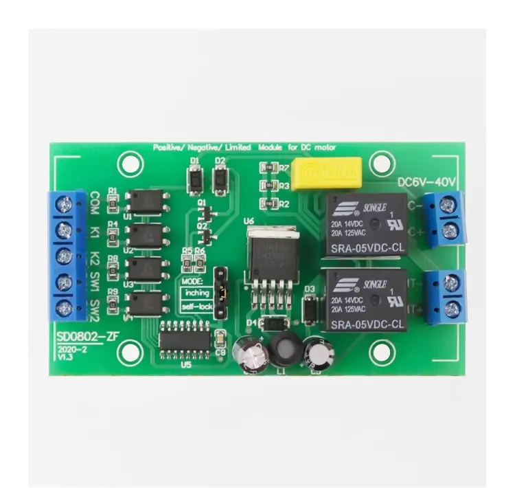 Motor DC 6V12V24V para frente e para trás, controlador de relé de tensão grande, limite de módulo de controle ascendente e descendente