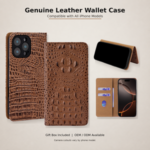 Étui portefeuille magnétique premium en cuir véritable avec porte-cartes et protection RFID pour <span class=keywords><strong>iPhone</strong></span> 18 Pro Max 17 16 15 14 13 12 Plus - Product Image 1