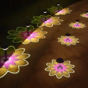 2024 New Solar Projection Lights Outdoor Waterproof Decoration Lawn Pathway Landscape Led Flower Lamp For Garden