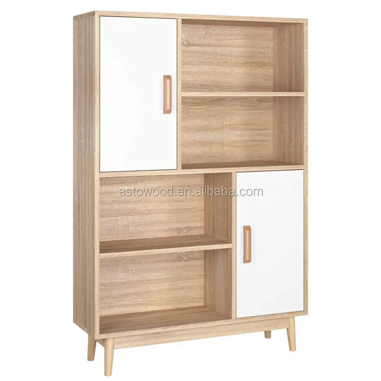 Armario de gabinete de almacenamiento de madera pantalla de la Unidad de estante de 2 puertas 4 estantes de comedor muebles de sala