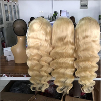 Perruque lace frontal wig naturelle blonde pour femmes, 613, Prix de gros, cheveux humains
