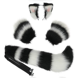 Высококачественный пушистый мех волк лиса хвост и повязка на голову наборы ручной работы животных Костюм для косплея - Product Image 1