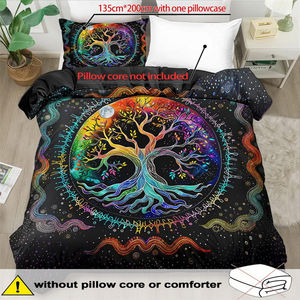 Toptan <span class=keywords><strong>3</strong></span> parça ay renkli ağaç nevresim Set ev otel yatak odası yorgan kapak yastık ile - Product Image 3