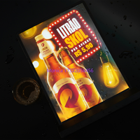 Verre trempé Led Table Stand Menu Holder Boîte à lumière Led Éclairage Affiche Boîte à lumière Rechargeable Batterie Menu Stand