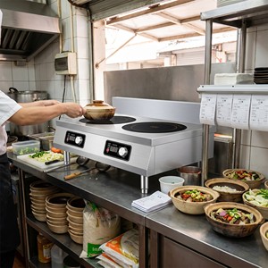 Commercial Double Burner Induction Cooker with Lower Shelf for Restaurants Food Stalls Mobile <b>Carts</b> and Equipment Dealers - Product Image 5