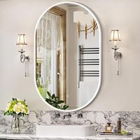 Miroir mural LED moderne de luxe, ovale, avec cadre en métal, rétroéclairé, tactile, à intensité variable, couleur personnalisable, pour salle de bain, décoration intérieure