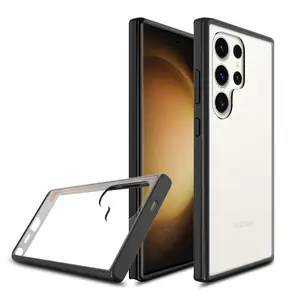 WOWCASE 2024 TPE TPU Anti jatuh tahan guncangan, Bumper pelindung bening penutup belakang PC keras untuk Samsung Galaxy S24 Ultra