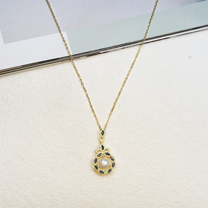 Colgantes solitarios de perlas Zhenlu chapados en oro con forma de gota de agua de circón para uso diario DZ22001 - Product Image 3