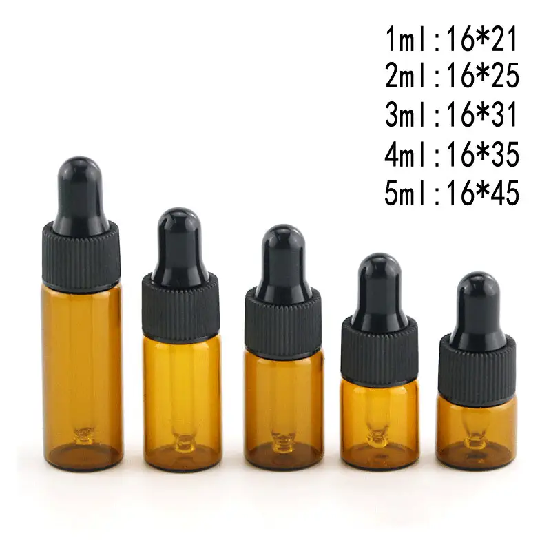 1ml 2ml di olio essenziale di ambra campione vuoto piccolo contenitore cosmetico contagocce Mini bottiglia