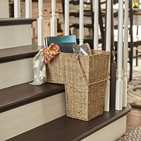 Panier d'escalier en osier en jonc de mer avec poignée | Marron naturel