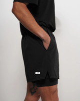 Shorts de sport personnalisés pour hommes, haute qualité, en promotion, leggings actifs multicouches, shorts de course à double couche, pantalons courts à taille élastique