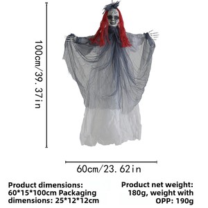 Decoración Colgante de Halloween: Esqueleto Ceñudo y Muñeca de Pelo Rojo para Casa Embrujada, Bar o Sala de Escape - Product Image 4