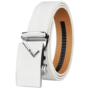 Cinturón de Golf de piel auténtica para hombre, personalizado, de alta calidad, color blanco