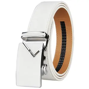 Custom High Quality Men Genuine Leather White Golf Belt