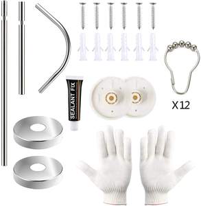 Nouvelle vie extensible sans perceuse installer 304 accessoires de tringle à rideau de douche en forme de L en acier inoxydable 32-43 "X 32-43" pour salle de bain - Product Image 6