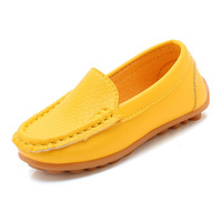 Chaussures plates décontractées pour garçons et filles, bout rond, en cuir souple, mocassins à enfiler, chaussures d'école pour enfants