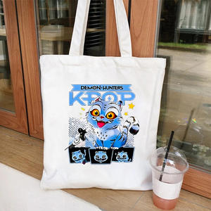 新しい35 * 40cm大容量Kpopデーモンハンターコットンキャンバストートバッグ女子学生ビーチ用ファッショナブルなショルダーバッグ - Product Image 3
