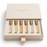 Solution tout-en-un, boîte d'emballage de parfum de luxe avec logo personnalisé, boîte cadeau rigide magnétique avec insert pour flacons de parfum de 30 ml et 50 ml
