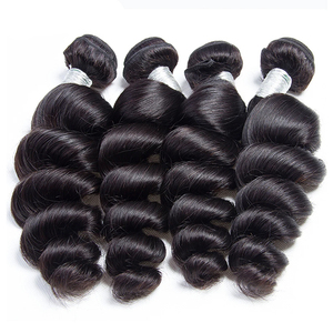 Rambut Manusia Brasil Mentah 100% Asli Dengan Lace Closure Double Weft Full Cuticle Aligned Hair Bundles Dengan Lace Frontal Loose Wave - Product Image 2
