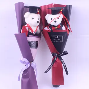 Ramo de flores de oso de peluche para graduación, decoración para fiesta de graduación