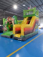 Château gonflable en PVC sur le thème de la jungle avec toboggan - 5x5m Aventure animale pour enfants Maison de rebond avec certification CE