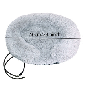 Fabricante al por mayor logotipo personalizado cálido felpa redonda cama para mascotas USB invierno semicerrado calefacción gato perro cama con tubo antimordedura - Product Image 5