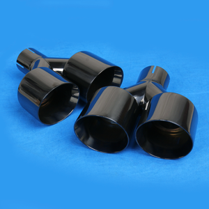 Haute qualité 2.5 "entrée <span class=keywords><strong>4</strong></span>" titane noir acier inoxydable Double embout d'échappement tuyau d'échappement - Product Image 1