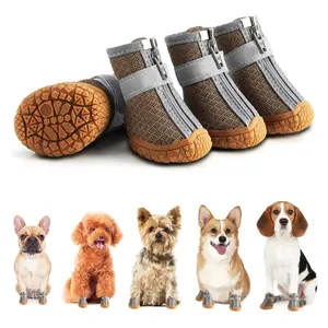 Breathable Dog Hiking Shoes Dog Boot For Small Size Dogs Puppy Shoes For Hot Pavement Winter Snow 4PCS