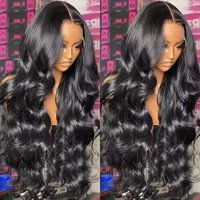 Wig Sutra Tahan Panas untuk Perdagangan Luar Negeri, Model Eropa Amerika, Rambut Keriting Gelombang Besar Hitam dengan Lace Depan, Cocok untuk Afrika, Model Full Head