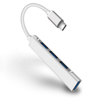 Hub Tipo C de 4 Puertos, Divisor USB-C/Tipo C USB 3.0, Adaptador OTG, Cable de Aleación de Aluminio para Macbook Pro, PC, Accesorios para Laptop