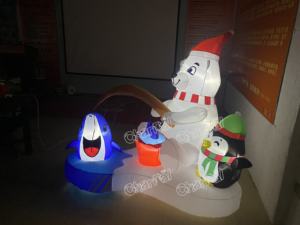 Ours et pingouin gonflables de <span class=keywords><strong>Noël</strong></span> avec lumières LED Décor de cour extérieur pour jardin de pelouse de vacances - Product Image 6