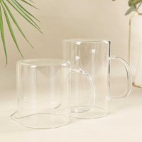 Vente chaude tasse en verre borosilicaté à paroi unique avec poignée pour café ou thé laboratoire verrerie tasse à mesurer verres durables